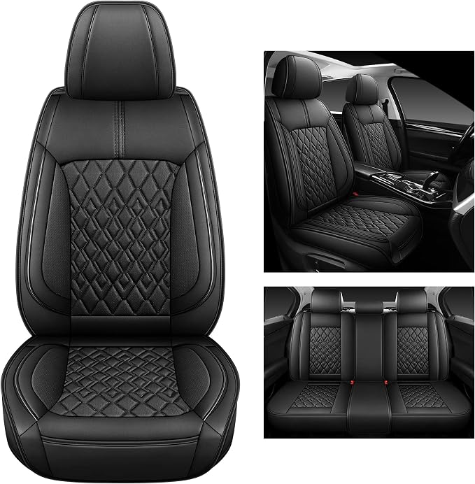 Universal Faux Leather Seat Covers — Full Set — Black