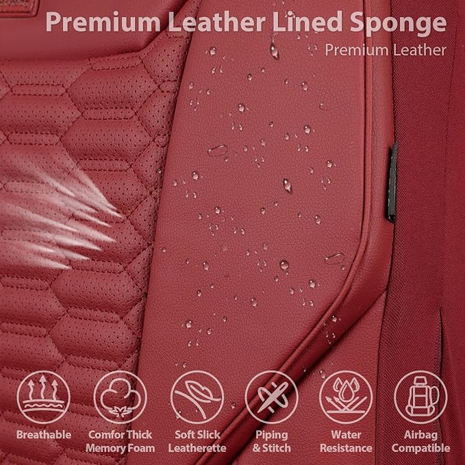 Universal Faux Leather Seat Covers — Front Seat — Burgundy