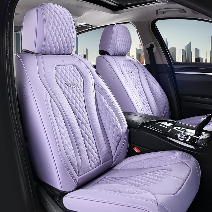 Faux Leather Car Seat Covers — Front Seat — Purple