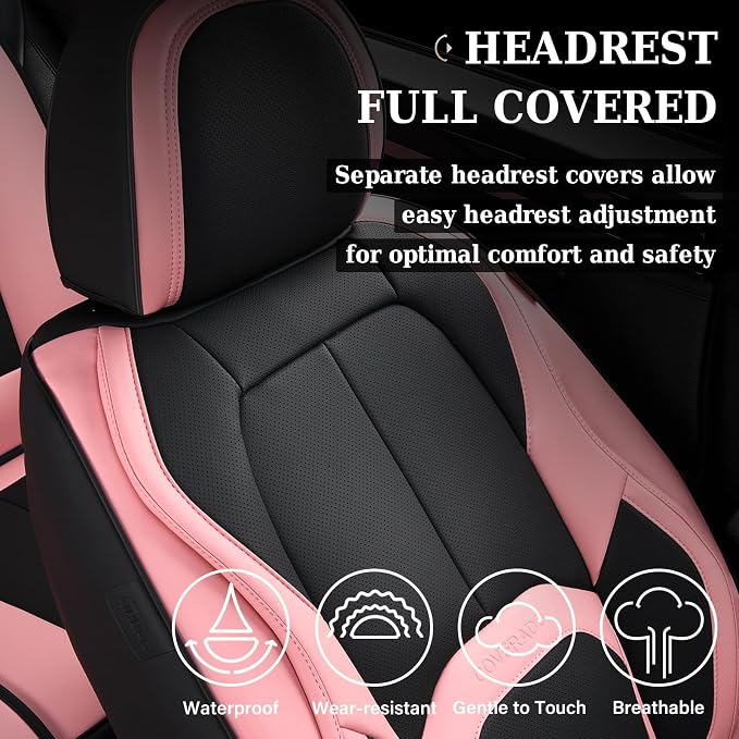 Universal Seat Covers — Full Set — Black / Pink