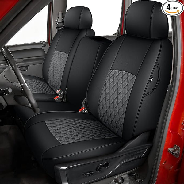 Faux Leather Seat Covers for Chevrolet Silverado / GMC Sierra โ Full Set โ Black / Gray