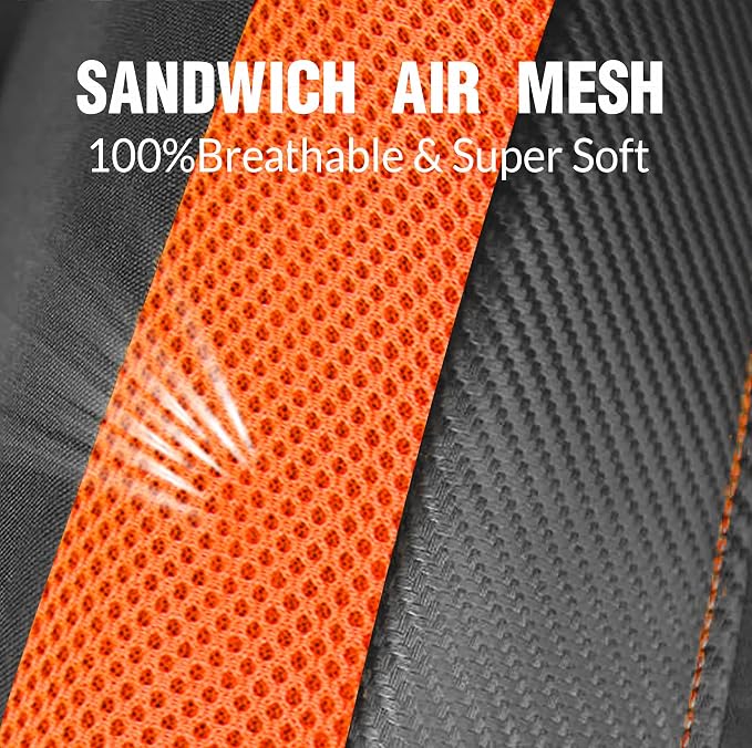 Universal Fabric Seat Covers — Front Seat — Orange