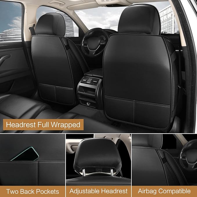 Universal Faux Leather Seat Covers — Front Seat — Black