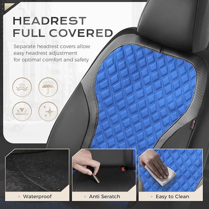 Universal Seat Covers — Full Set — Black / Blue