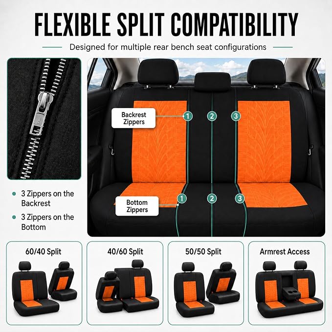 Universal Seat Covers — Full Set — Orange