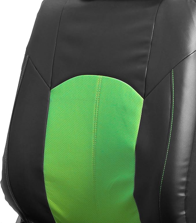 Universal Faux Leather Seat Covers — Full Set — Green / Black / Tan