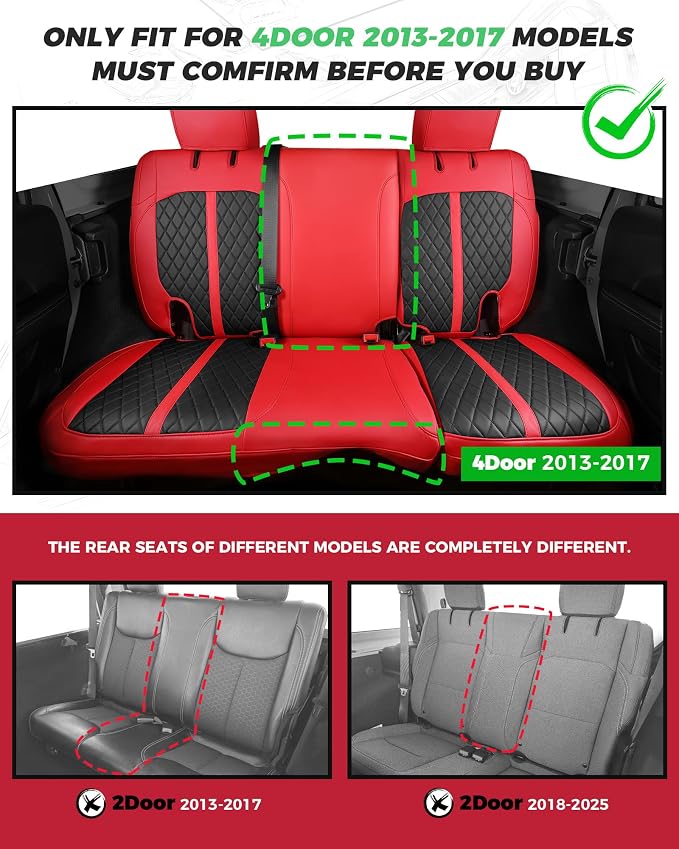 Seat Covers for Jeep Wrangler — Full Set — Red / Black