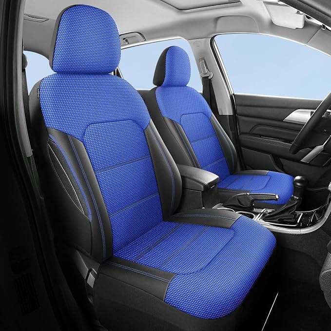 Universal Fabric Seat Covers — Black / Blue