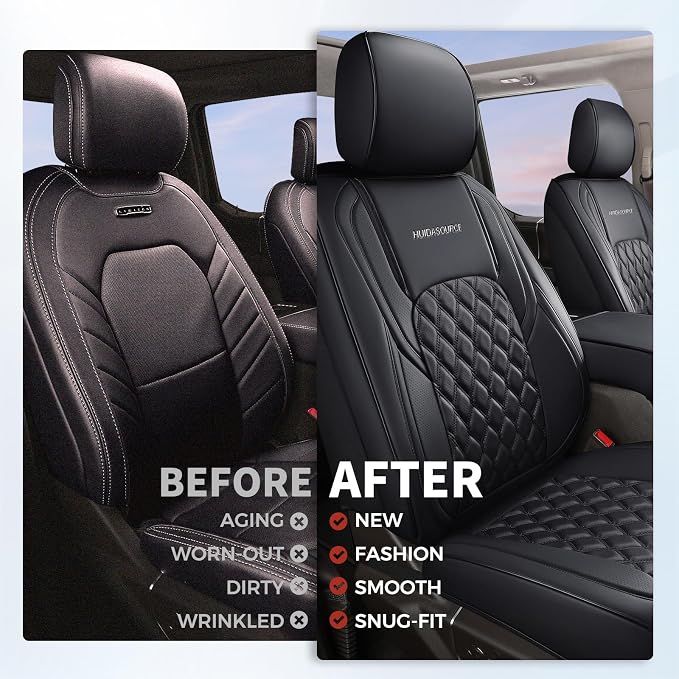 Faux Leather Seat Covers for Jeep Wrangler — Front Seat — Black