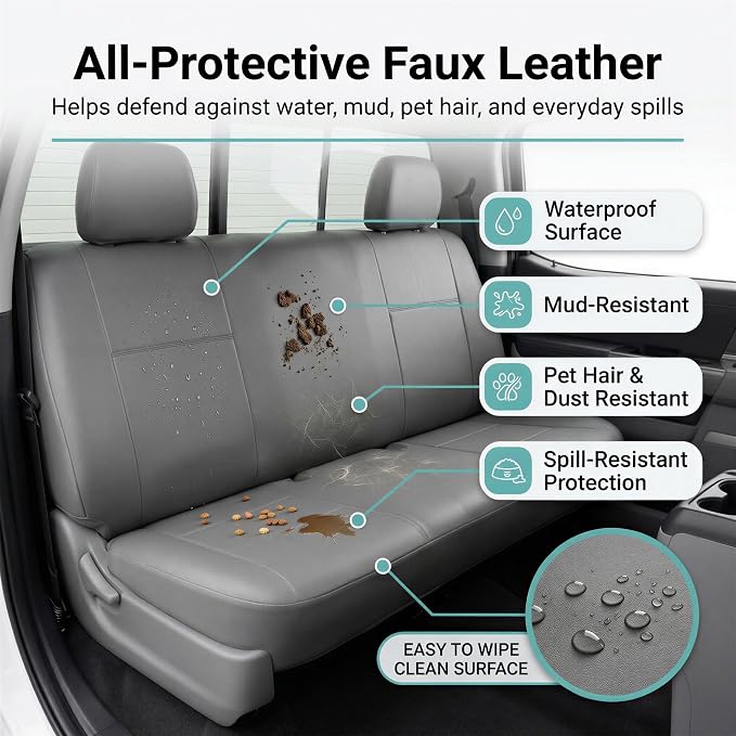 Universal Faux Leather Seat Covers — Gray
