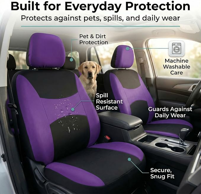 Universal Fabric Seat Covers — Purple
