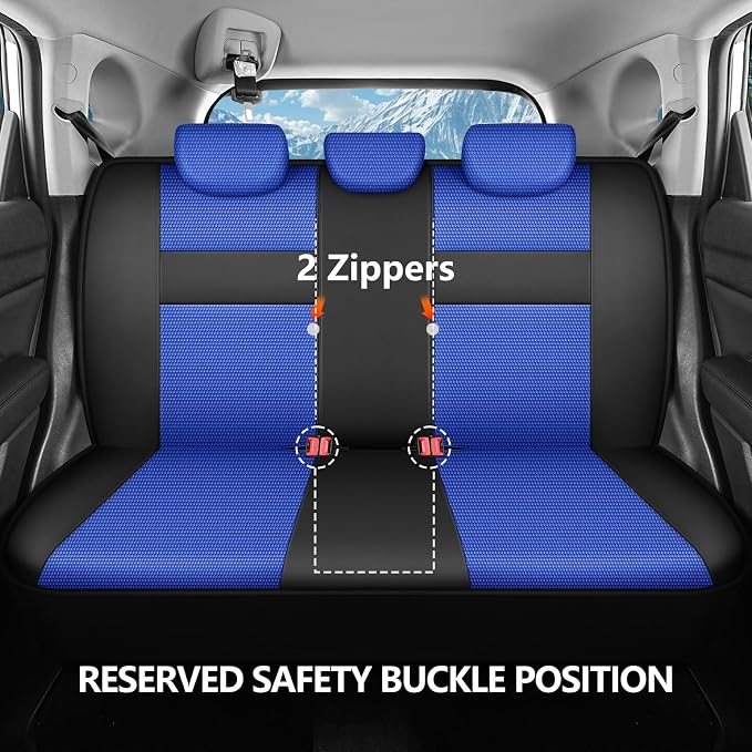 Universal Fabric Seat Covers — Black / Blue