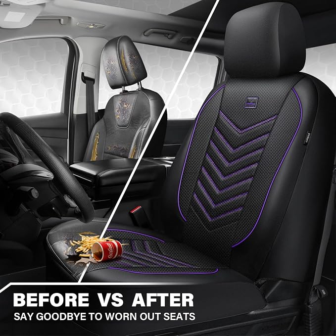 Universal Fabric Seat Covers — Front Seat — Black / Purple