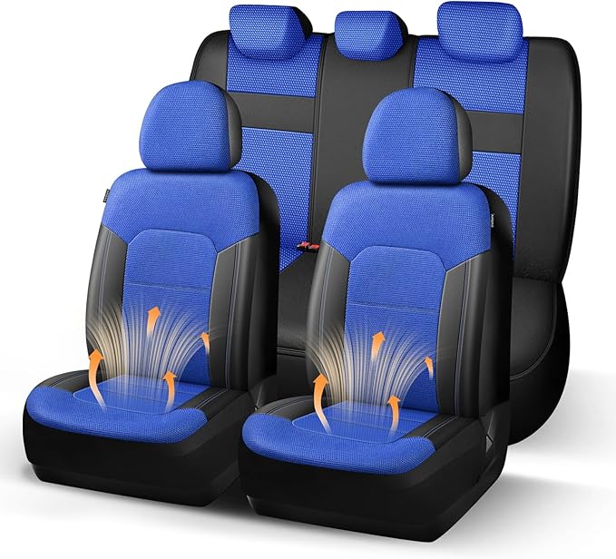 Universal Fabric Seat Covers — Black / Blue