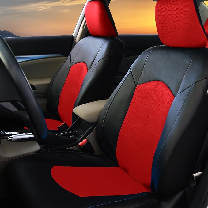 Universal Faux Leather Seat Covers — Red