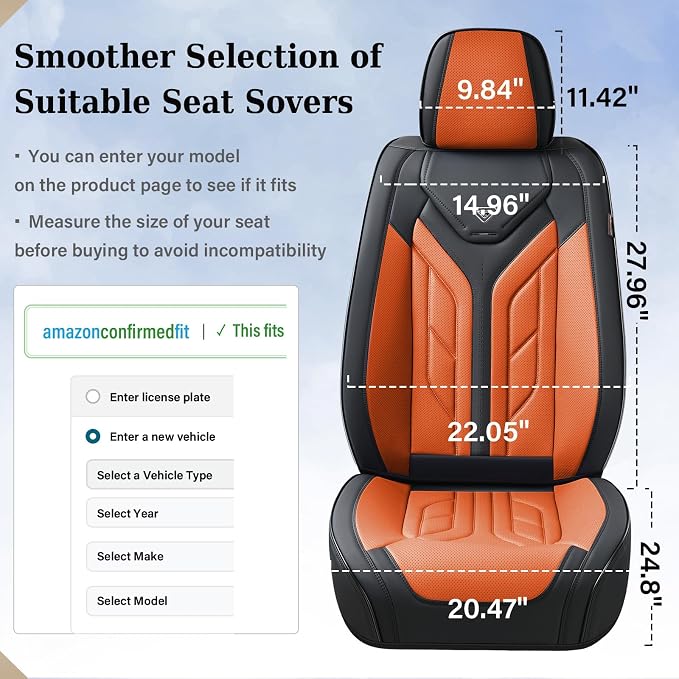 Universal Seat Covers — Full Set — Black / Orange