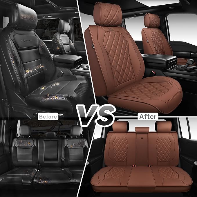 Universal Faux Leather Seat Covers — Full Set — Brown