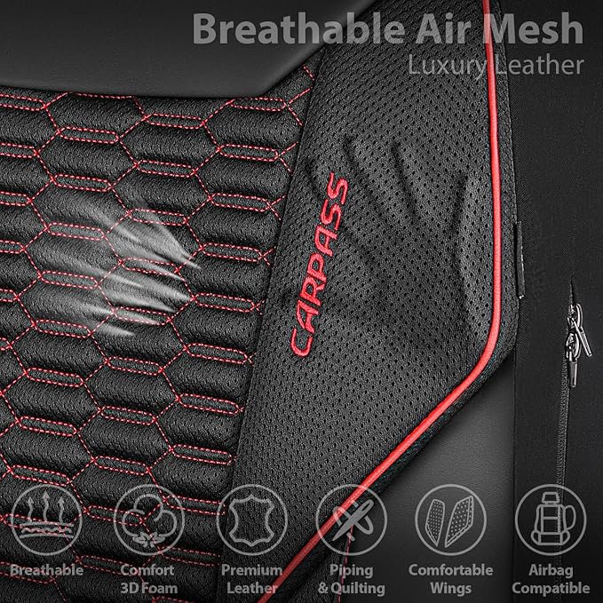 Universal Fabric Seat Covers — Front Seat — Black / Red