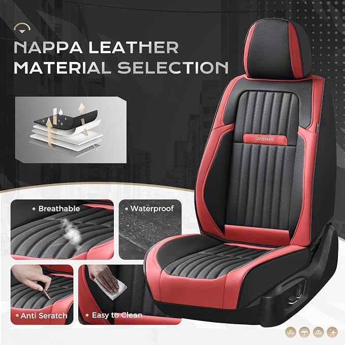 Universal Seat Covers — Full Set — Red / Black