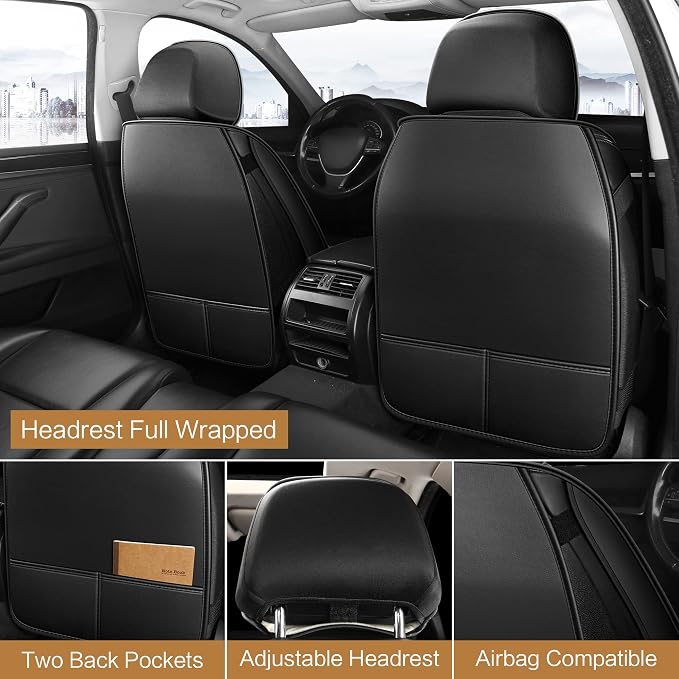 Universal Faux Leather Seat Covers — Full Set — Black