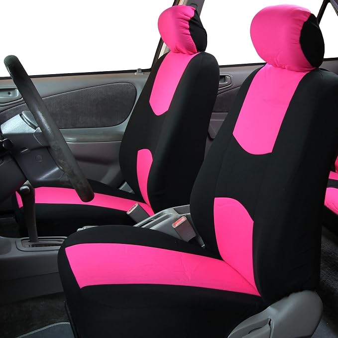 Universal Fabric Seat Covers — Full Set — Pink