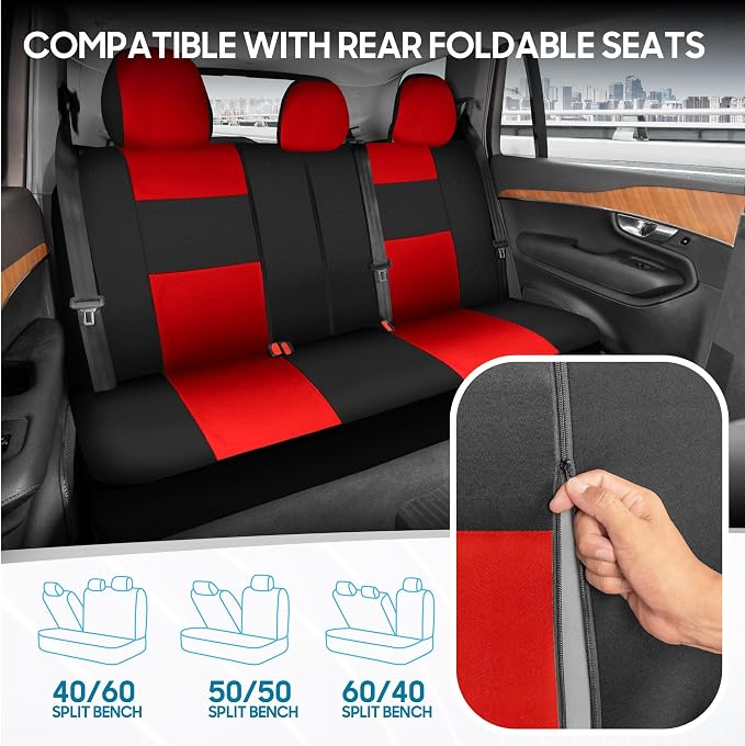 Car Seat Covers — Full Set — Red / Black
