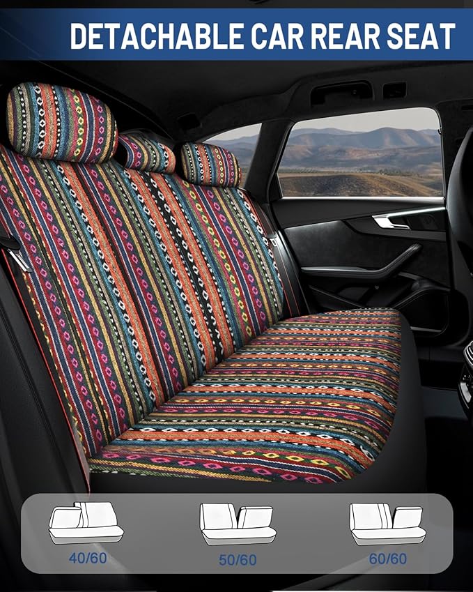 Fabric Car Seat Covers — Full Set — Orange