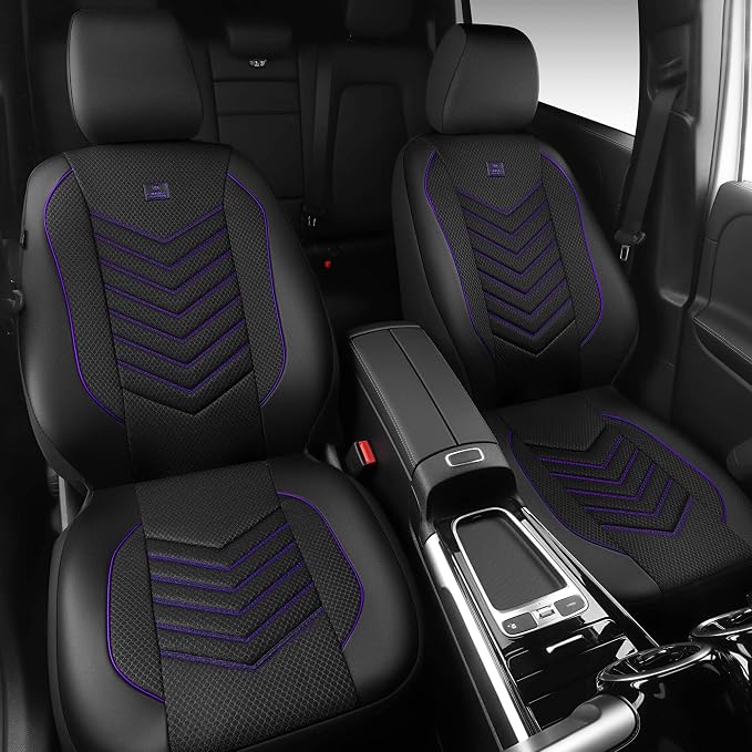 Universal Fabric Seat Covers — Front Seat — Black / Purple