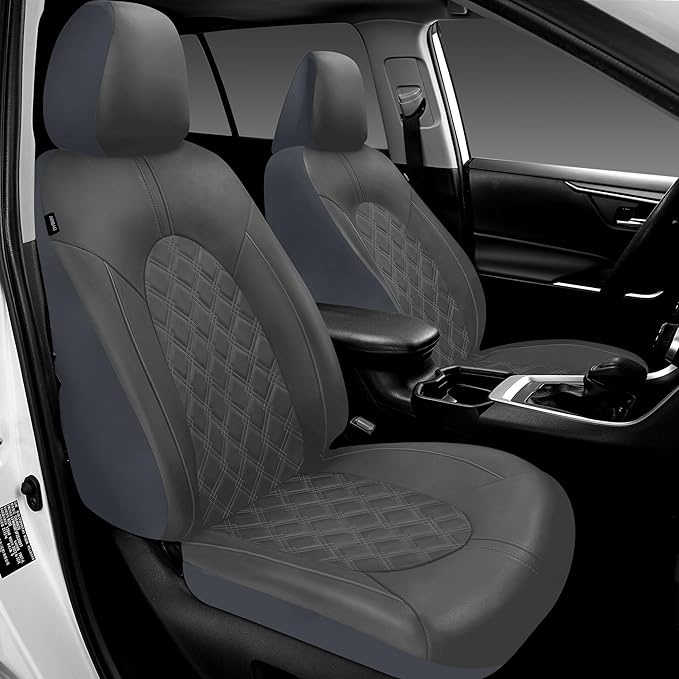 Universal Faux Leather Seat Covers — Front Seat — Gray