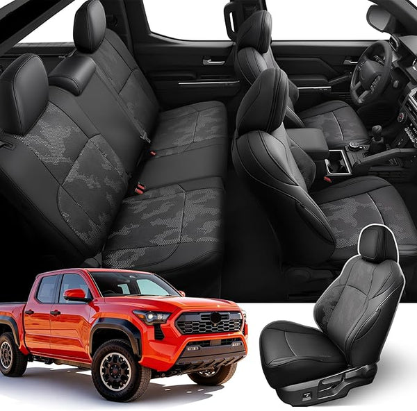 Faux Leather Seat Covers for Toyota Tacoma โ Full Set โ Black