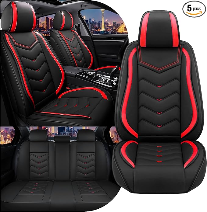 Seat Covers for Honda Civic — Full Set — Black / Red