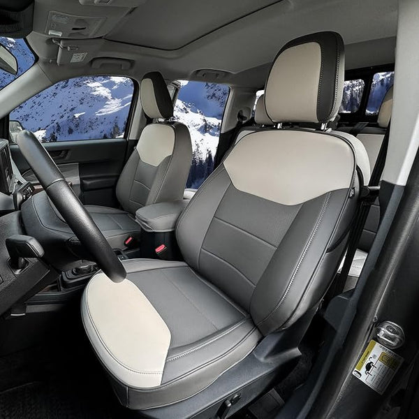 Faux Leather Seat Covers for Ford Maverick โ Gray / White