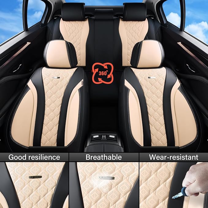 Universal Seat Covers — Front Seat — Black / Beige