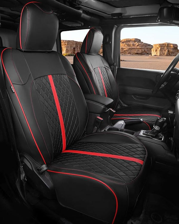 Seat Covers for Jeep Wrangler โ Full Set โ Black / Red