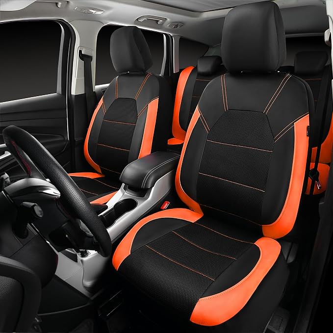 Universal Seat Covers — Full Set — Black / Orange