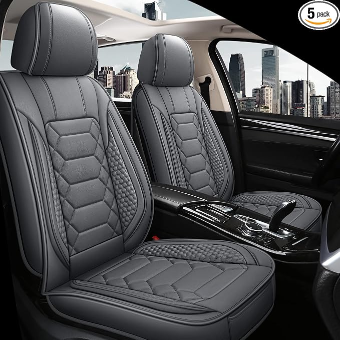 Universal Faux Leather Seat Covers — Full Set — Gray