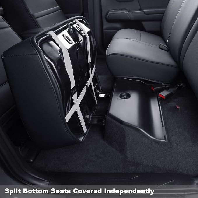 Faux Leather Seat Covers for Toyota Tacoma — Rear Seat — Black