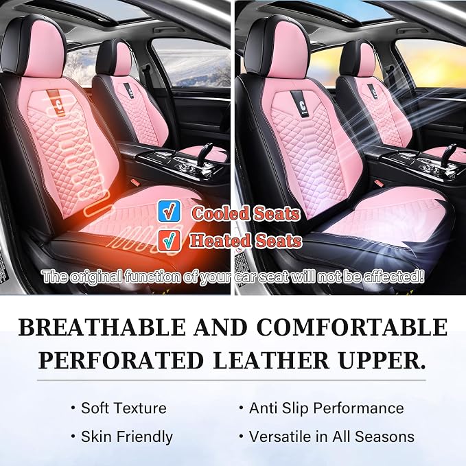 Universal Faux Leather Seat Covers — Full Set — Pink