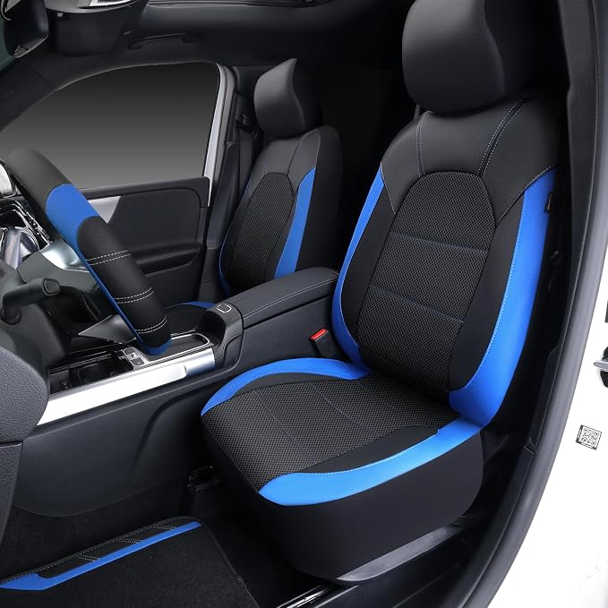 Universal Fabric Seat Covers — Full Set — Black / Blue