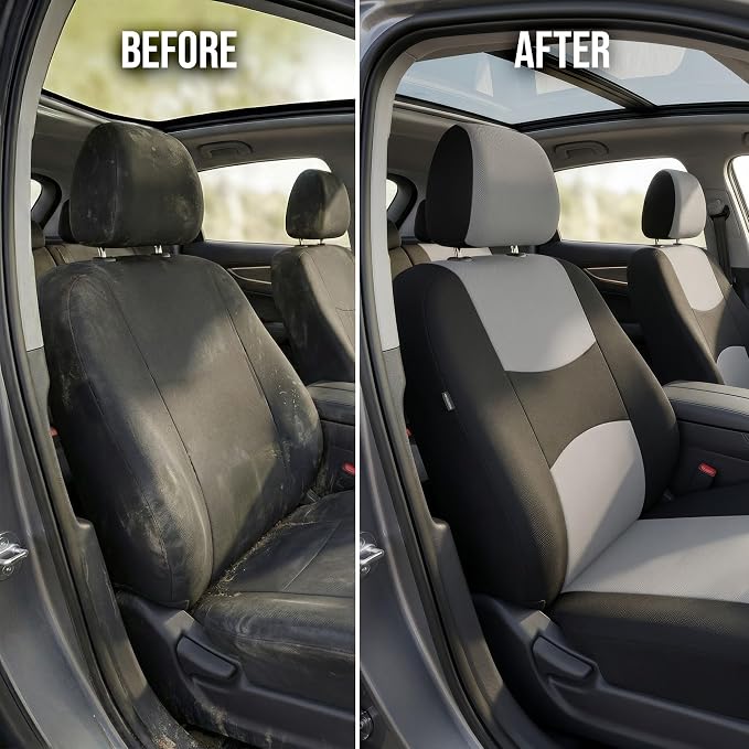 Universal Fabric Seat Covers — Full Set — Gray