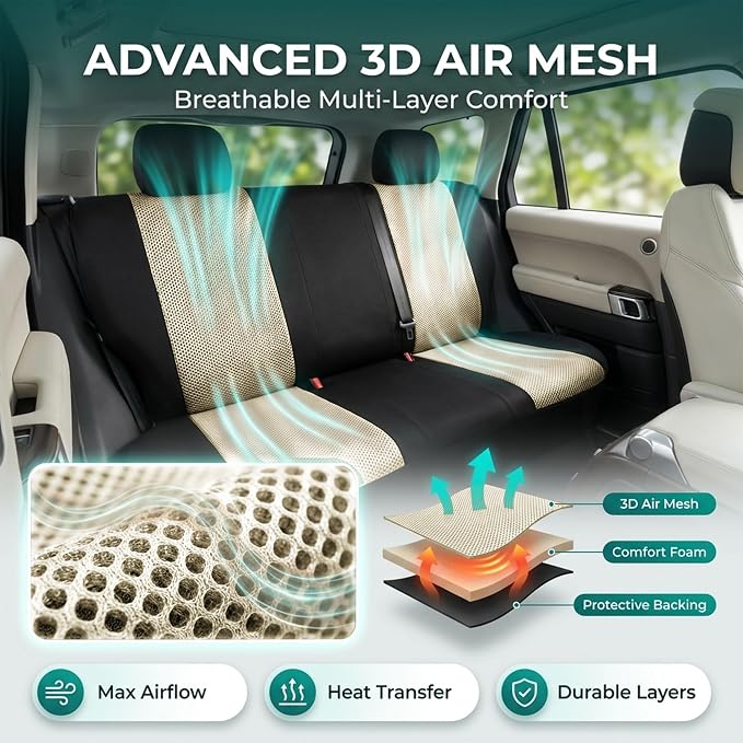 Universal Fabric Seat Covers — Front Seat — Beige