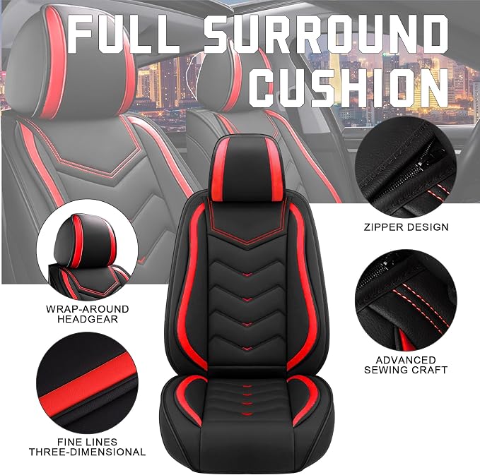 Seat Covers for Honda Civic — Full Set — Black / Red