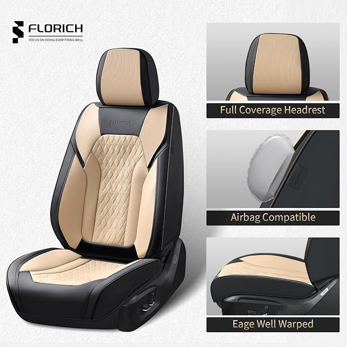 Universal Seat Covers — Full Set — Black / Beige