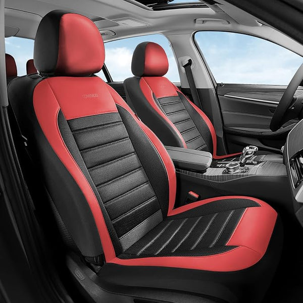 Fabric Car Seat Covers โ Front Seat โ Black / Red
