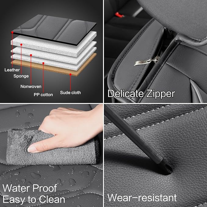 Universal Faux Leather Seat Covers — Front Seat — Gray