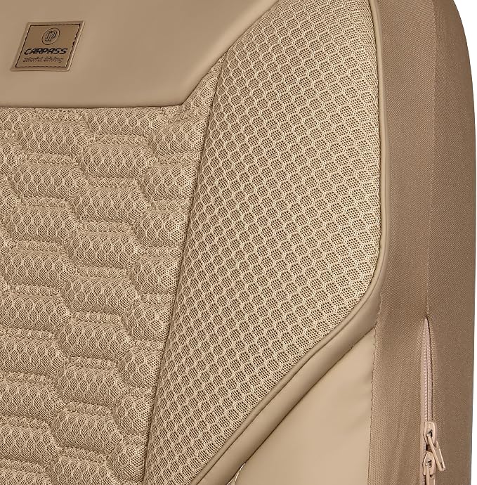 Universal Faux Leather Seat Covers — Full Set — Tan / Beige