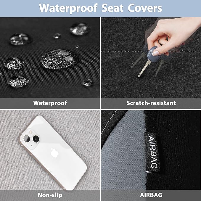 Universal Neoprene Seat Covers — Front Seat — Gray