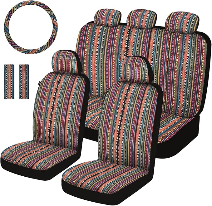 Fabric Car Seat Covers — Full Set — Orange
