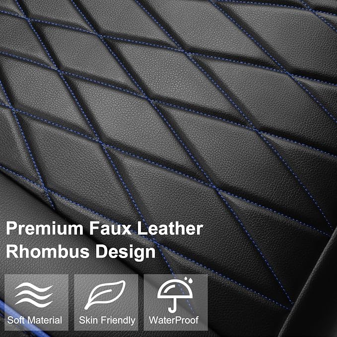 Universal Faux Leather Seat Covers — Front Seat — Black / Blue