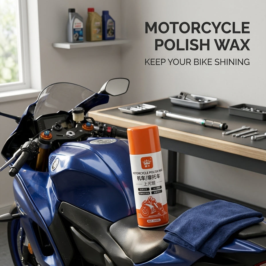 Premium Motorcycle Polish Wax Spray (300ml) - Quick Detailer to Restore Shine, Remove Dirt & Protect Paint